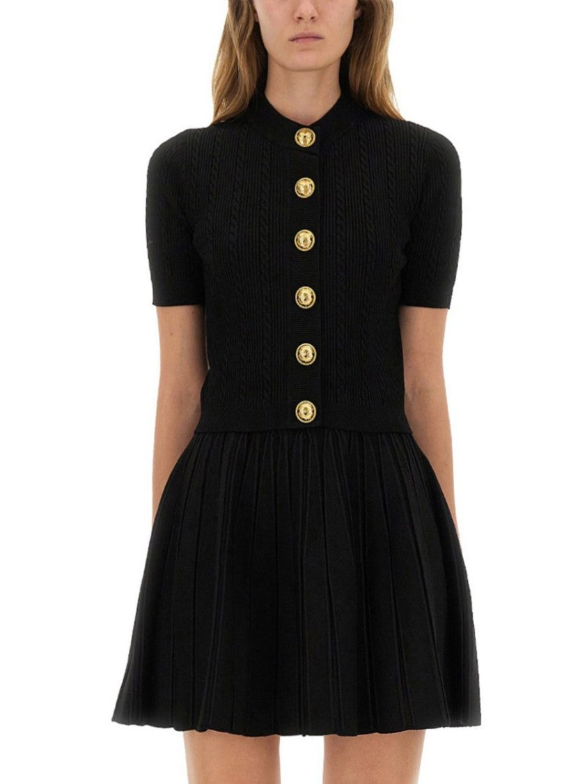 Balmain Textured Ribbed Knitted Cardigan With Button-Up Front