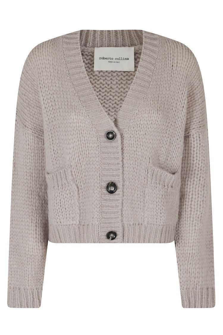 Roberto Collina Stucco V-Neck Chunky Knit Alpaca-Blend Cardigan