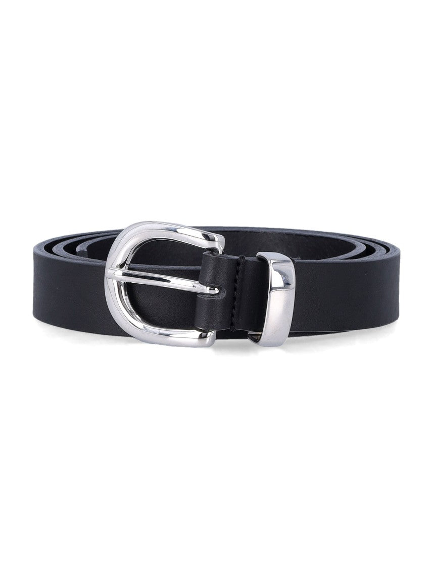 Sunflower Narrow Leather Silver Plated Brass Belt