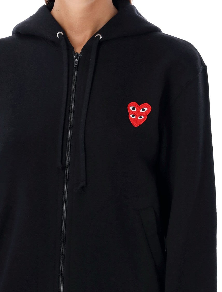 Comme Des Garçons Double Heart Full Zip Hoodie