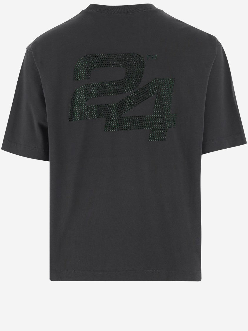 Summer Games Cotton T-Shirt With Rhinestone Logo Detailing