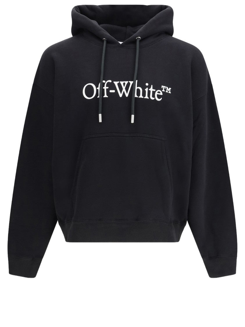 Off-White Relaxed Fit Cotton Hoodie With Front Logo Print