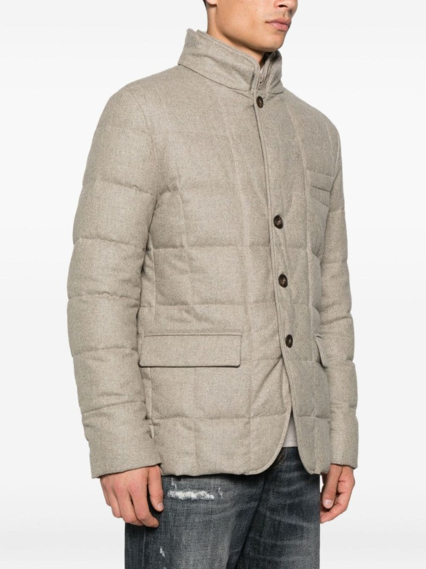 Fay Quilted Grey Jacket With Structured Silhouette
