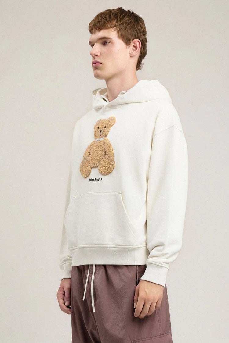 Palm Angels White Cotton Printed Hoodie