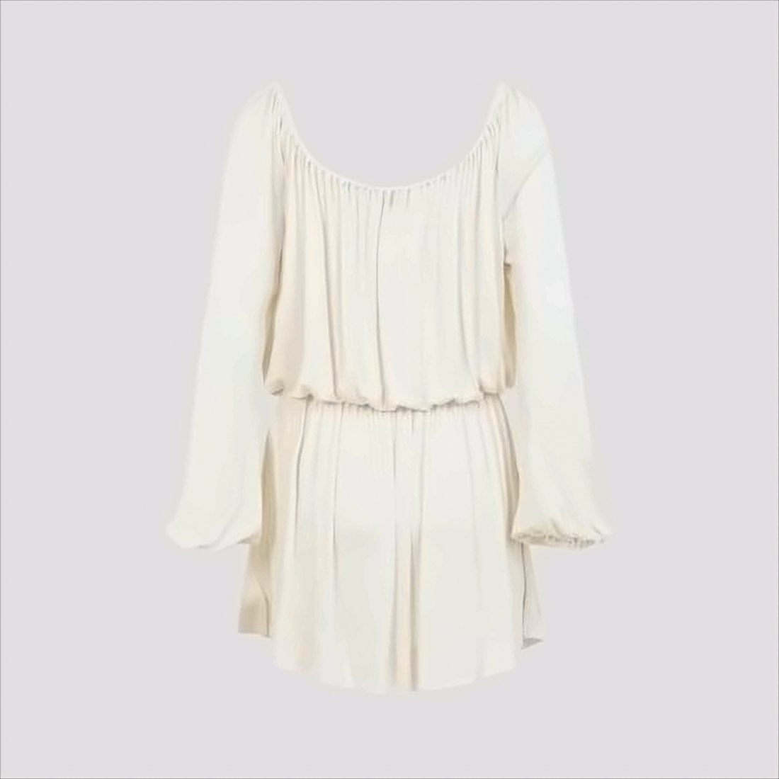 Saint Laurent Fluid White Mini Dress With Long Sleeves