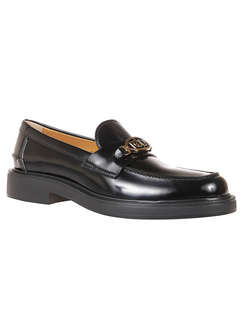 Tod's Polished Leather Loafers With Decorative Emblem