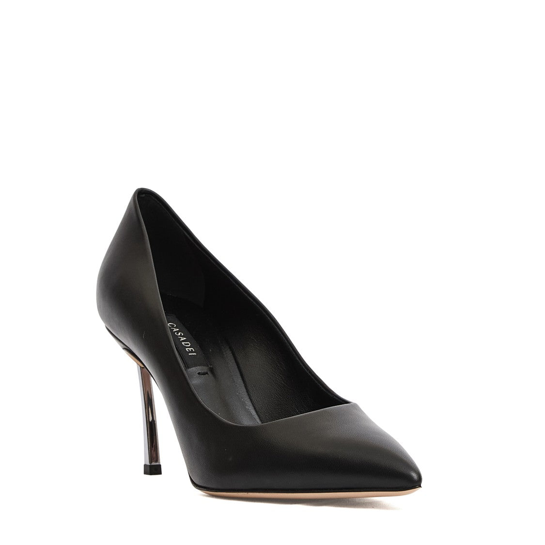 Casadei Pointed Toe Black Leather Pumps With 80Mm Blade Heel