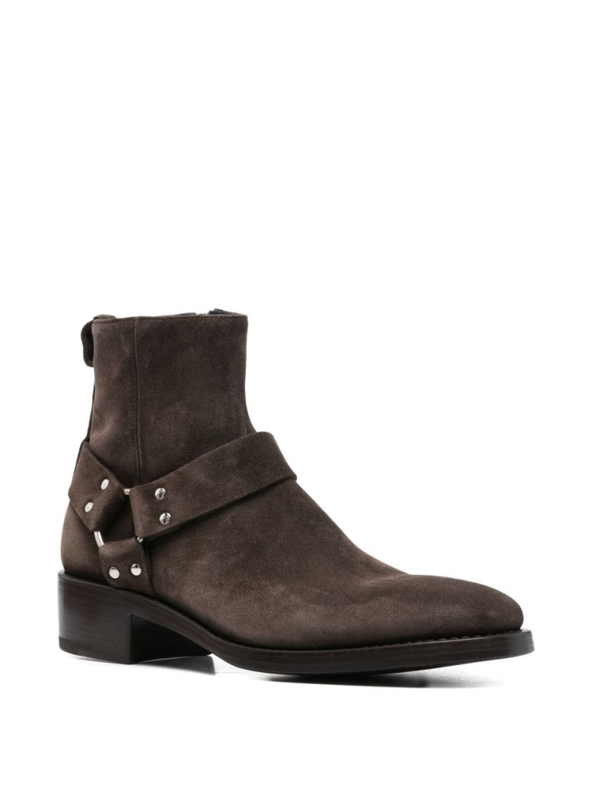 Premiata Dark Brown Block Heel Side Zip Boots