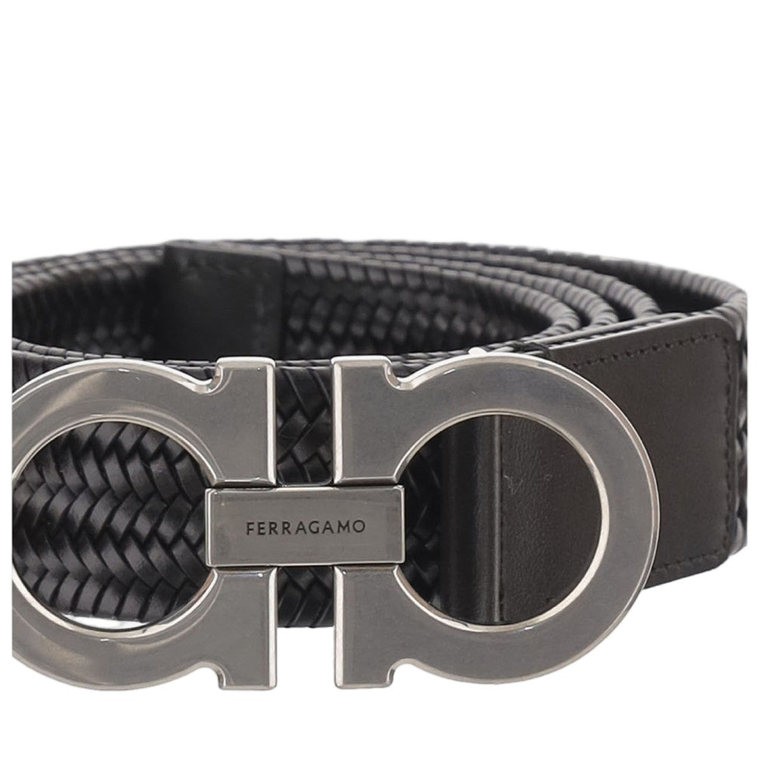 Salvatore Ferragamo Black Braided Fabric Belt