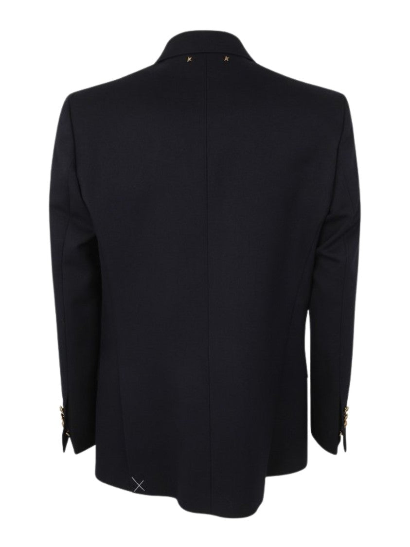 Golden Goose Navy Blue Peak Lapels Wool Blazer