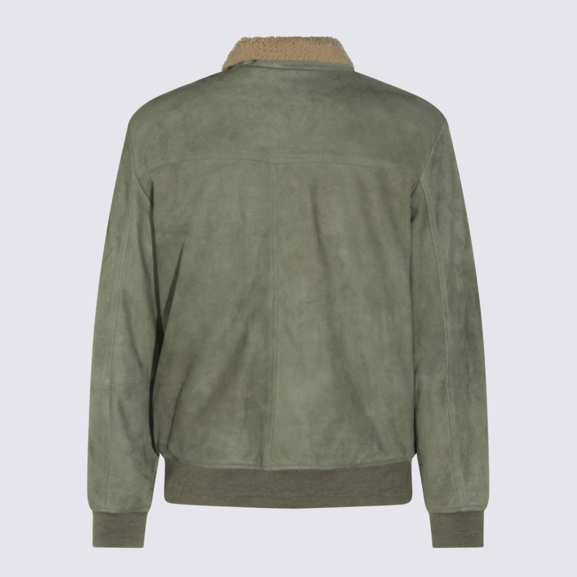 Canali Suede-Texture Casual Jacket With Sherpa Collar