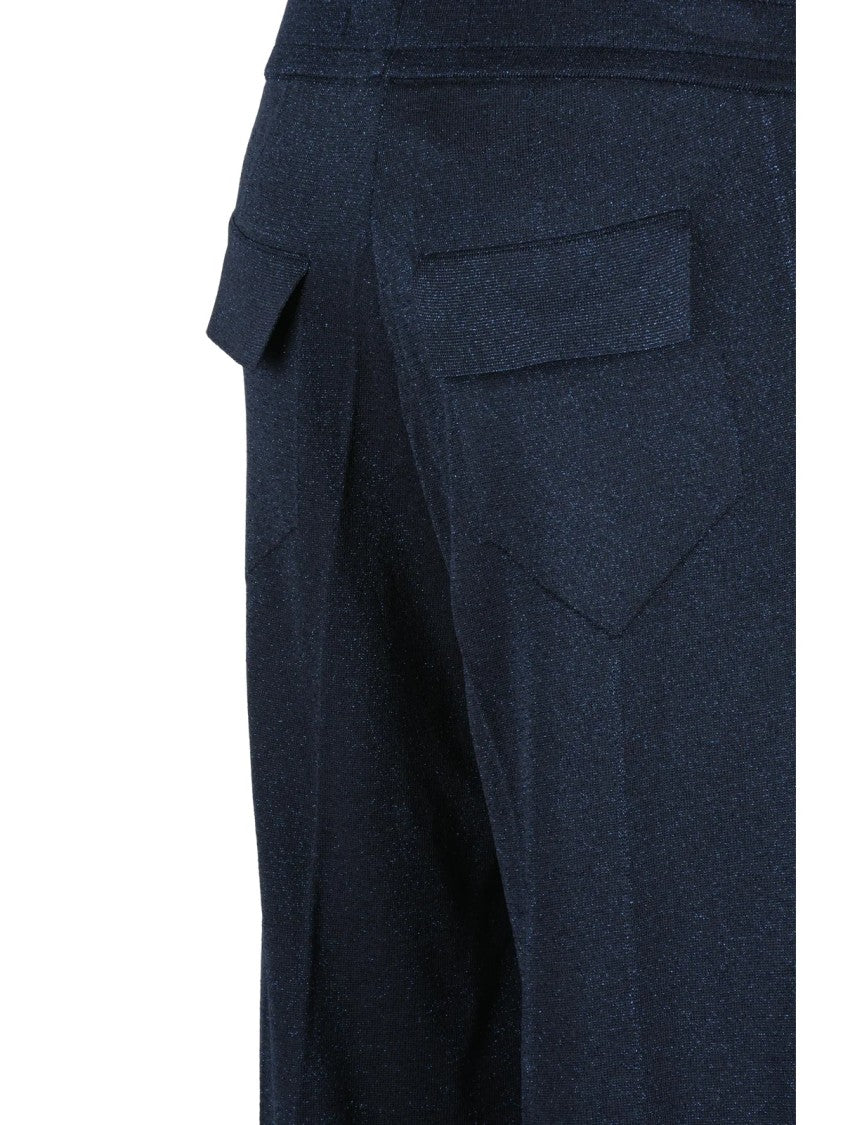 Circus Hotel Blue Lurex Viscose-Blend Wide-Leg Track Pants