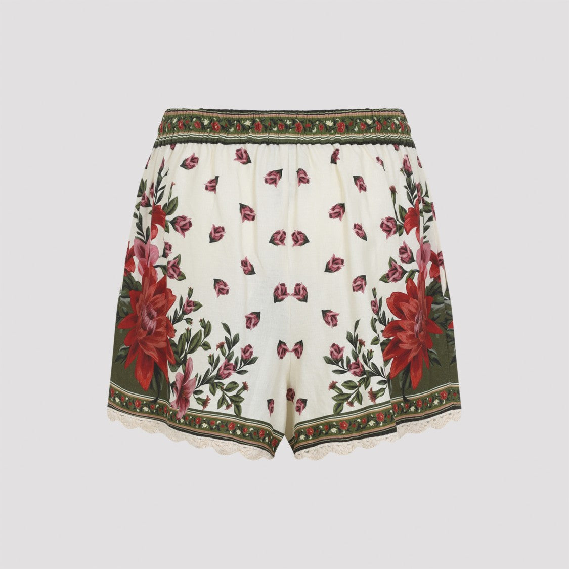 Farm Rio Floral Print Shorts With Scalloped Hem