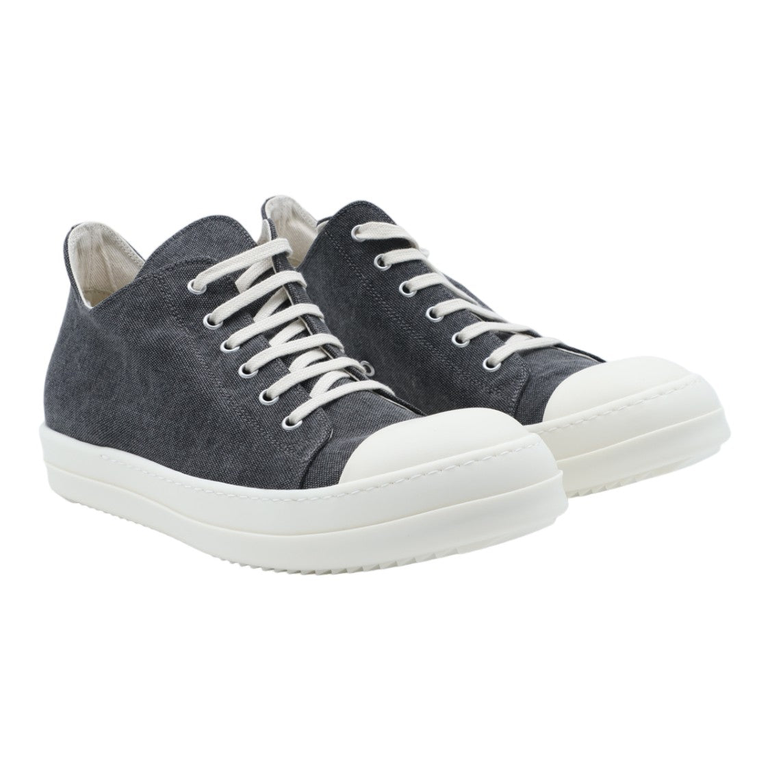 Drkshdw By Rick Owens Textured Grey Sneakers With Elevated White Sole And Metal Eyelets