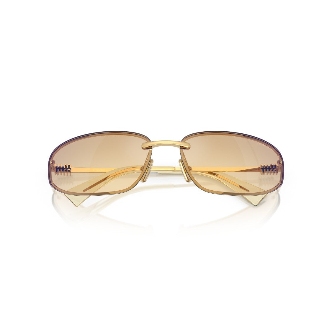 Miu Miu Rectangular Lens Sunglasses With Gold Frame