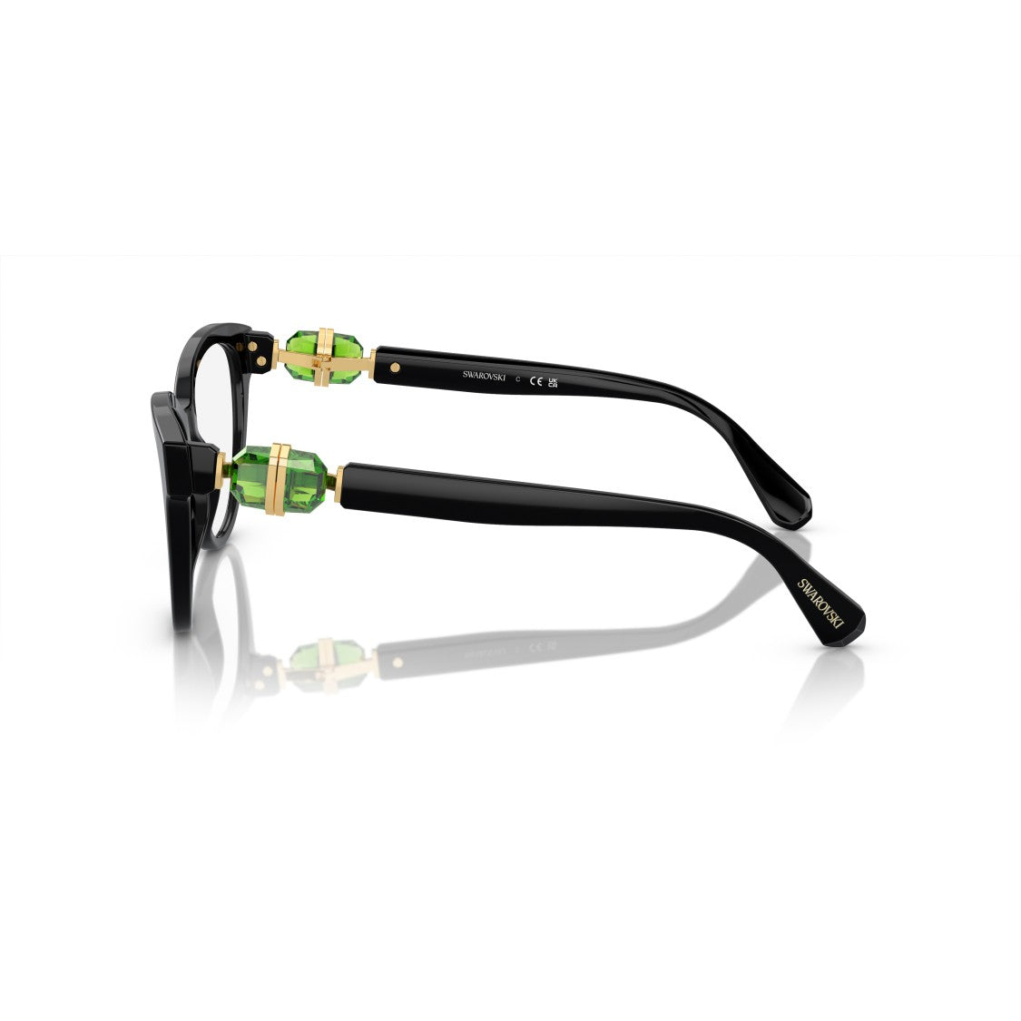 Swarovski Cat-Eye Sunglasses With Green Crystal Accents