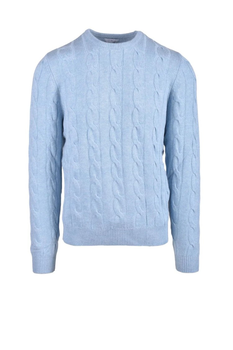 Malo Optimum Light Blue Cable Knit Pullover Sweater