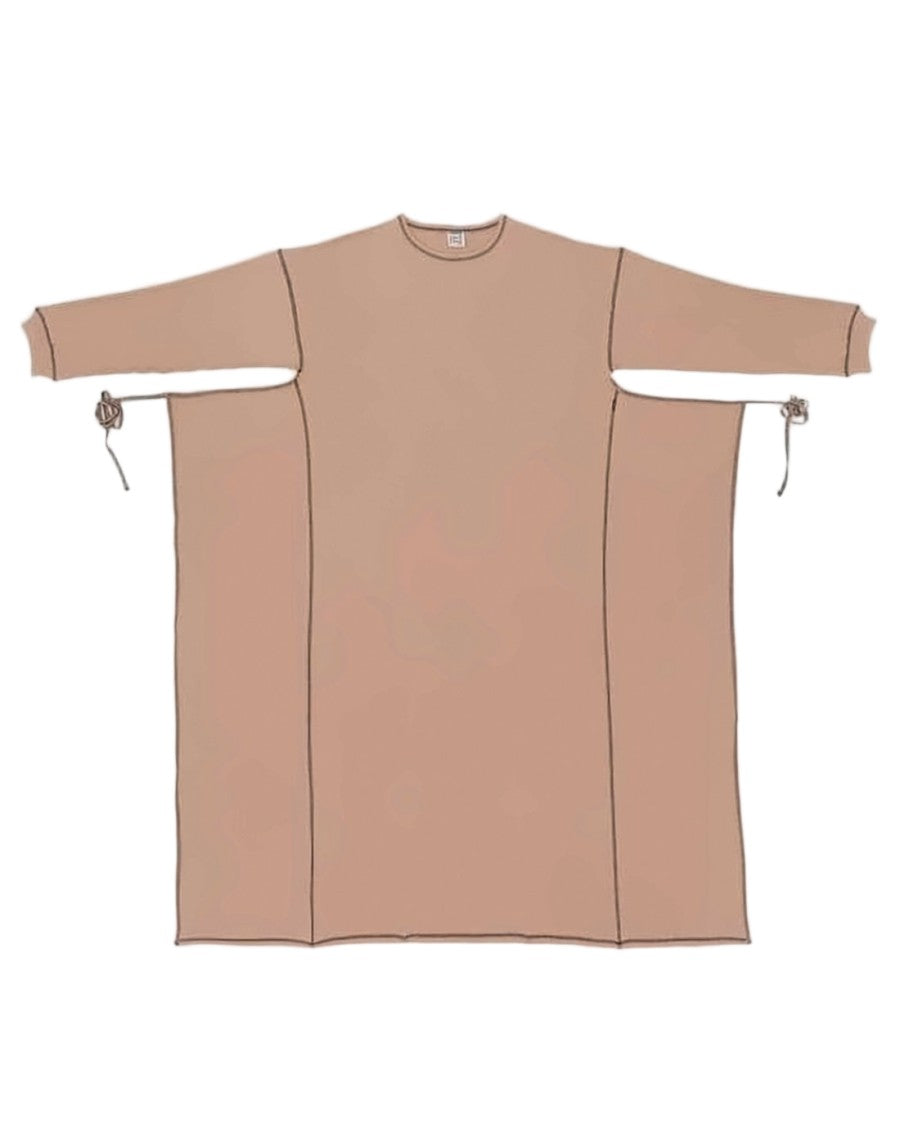 Baserange Boxy Mini Dress With Adjustable Cuffs And Visible Seams