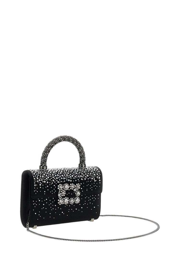 Roger Vivier Textured Handbag With Crystal Embellishments And Chain Strap