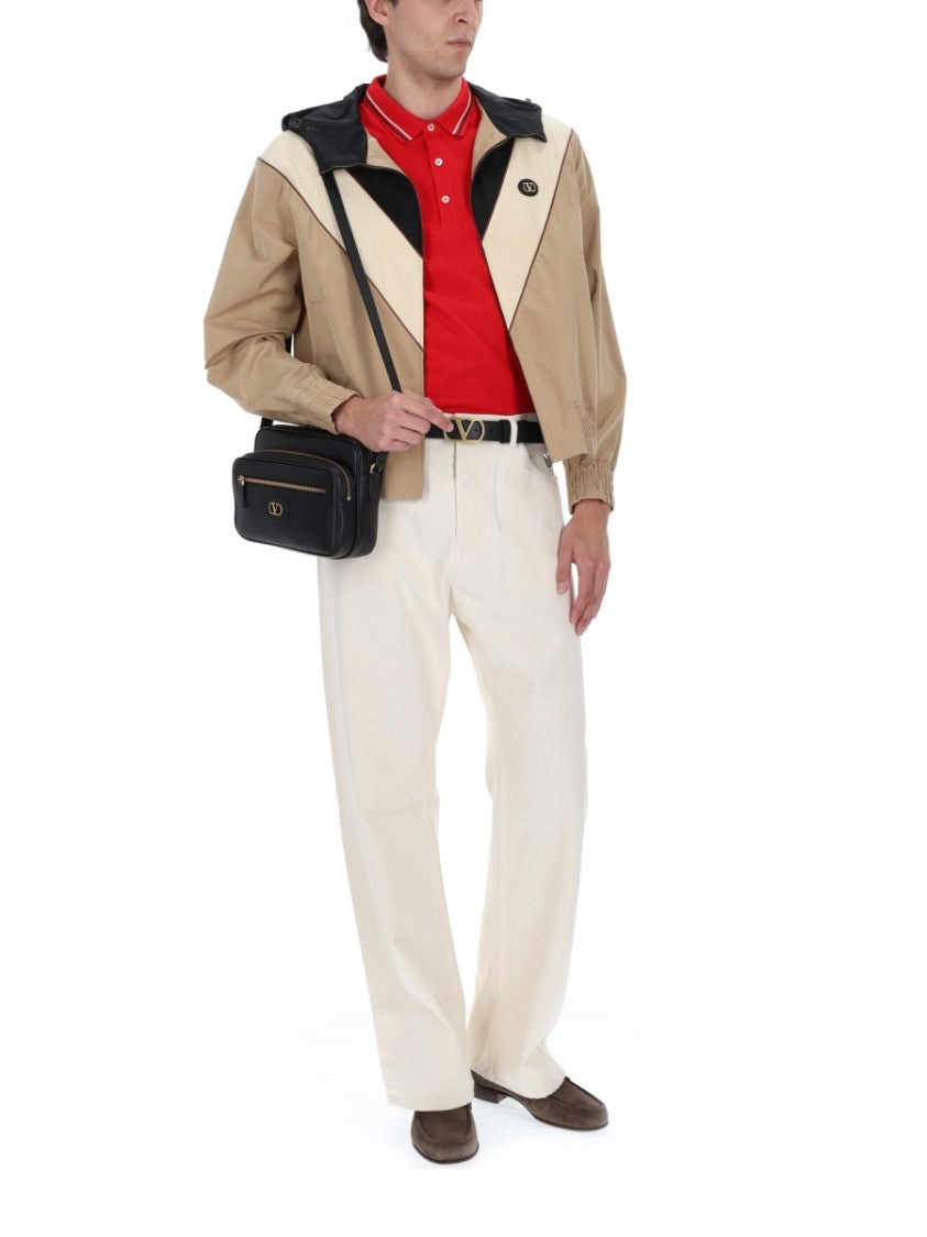 Valentino Color-Block Cropped Jacket With V-Shaped Pattern