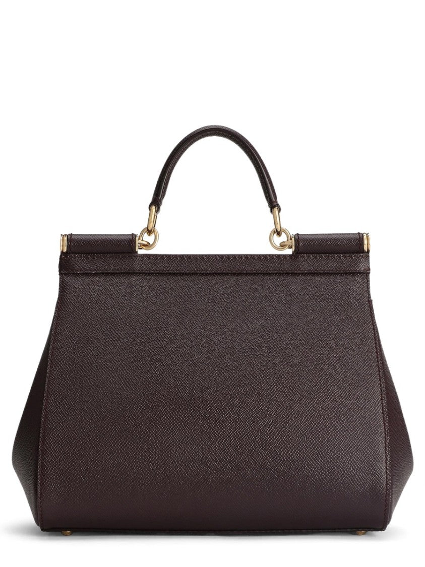 Dolce & Gabbana Structured Large Handbag With Textured Leather And Detachable Strap