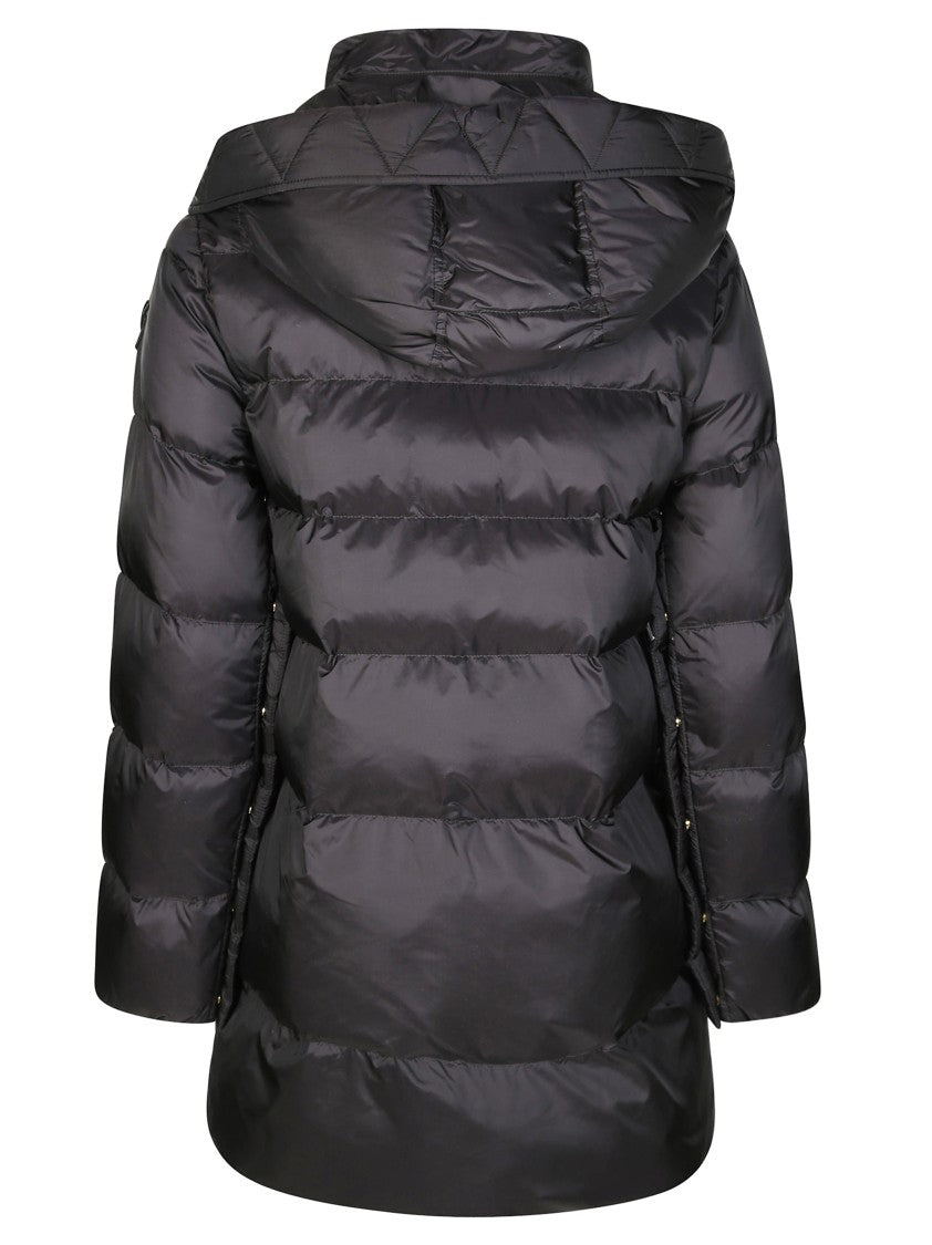 Pinko Hooded Technical Fabric Coat With Minimalist Design