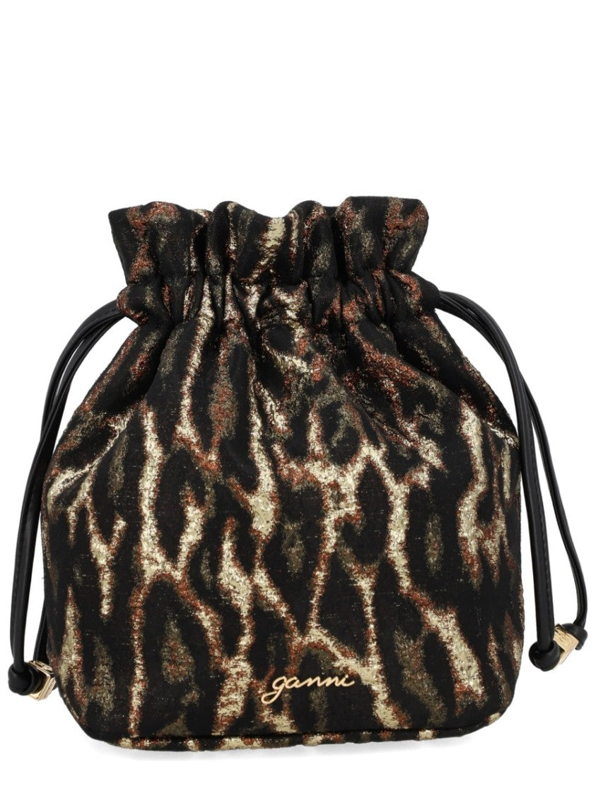 Ganni Leopard Print Recycled Polyester Bucket Bag