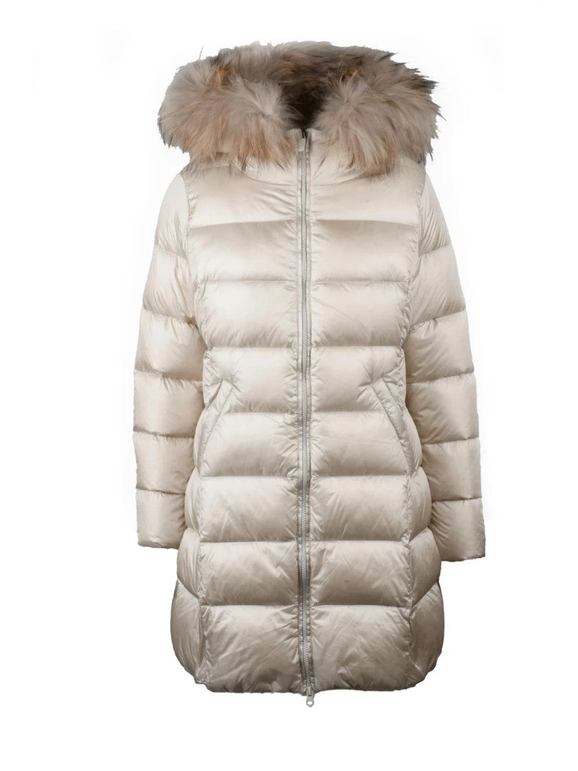 Bomboogie Black Quilted Nylon Long Down Jacket