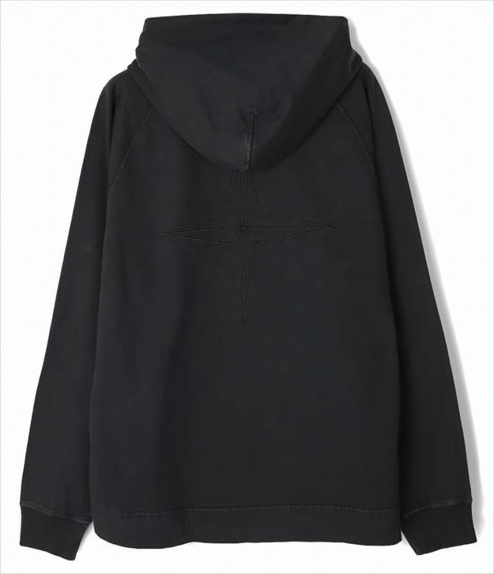 Stone Island Black Hoodie With Embossed Logo