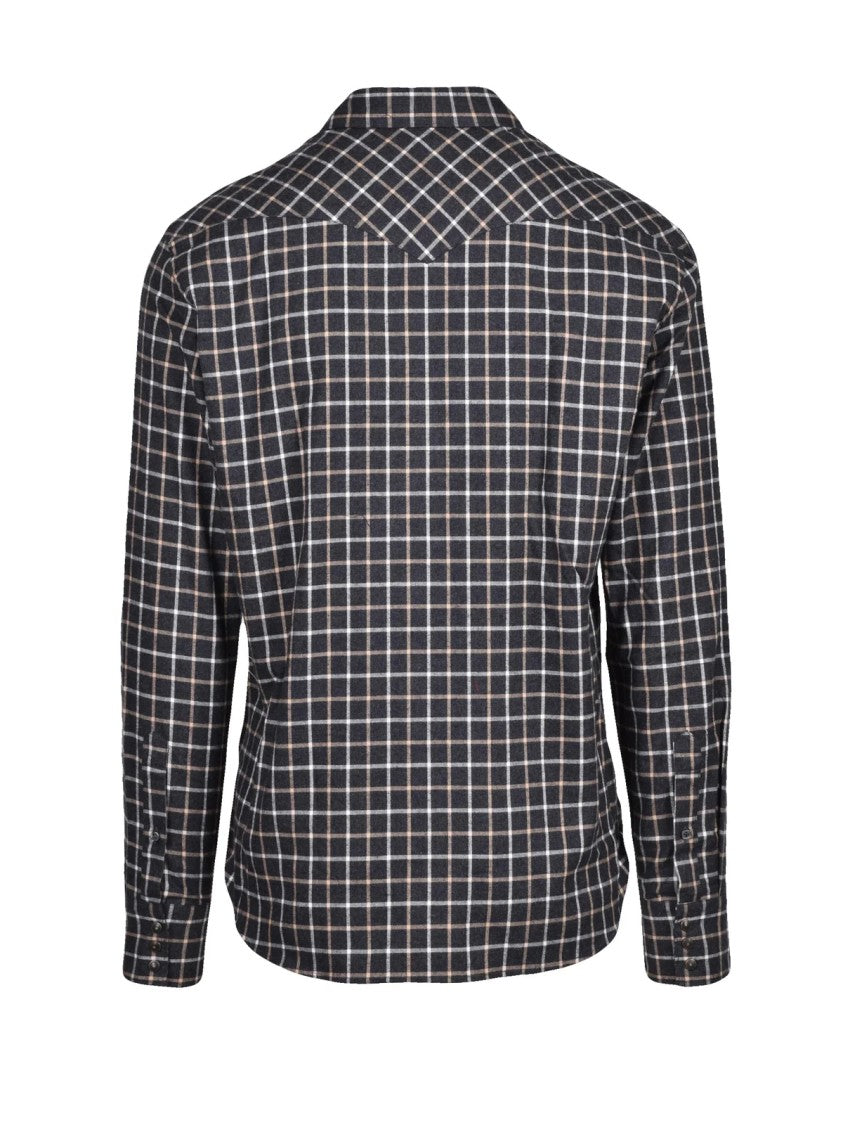 Deuxieme Grey/Beige Checkered Cotton Flannel Shirt