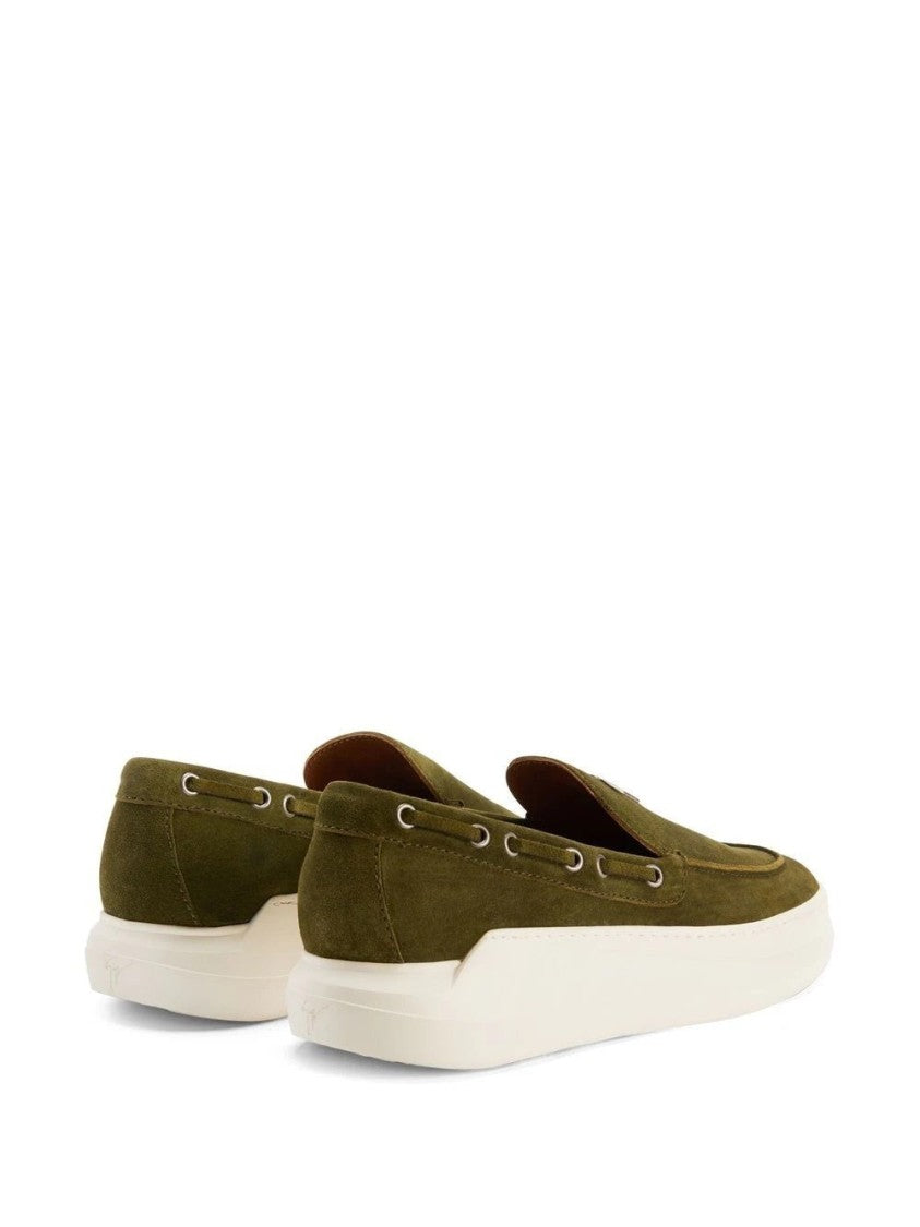 Giuseppe Zanotti Olive Green Suede Slip-On Loafers