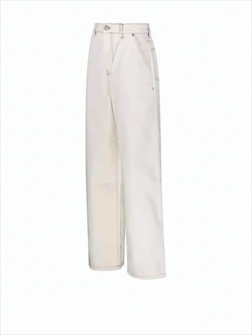 Ami Paris High-Waisted Straight-Leg Pants With Belt Loops
