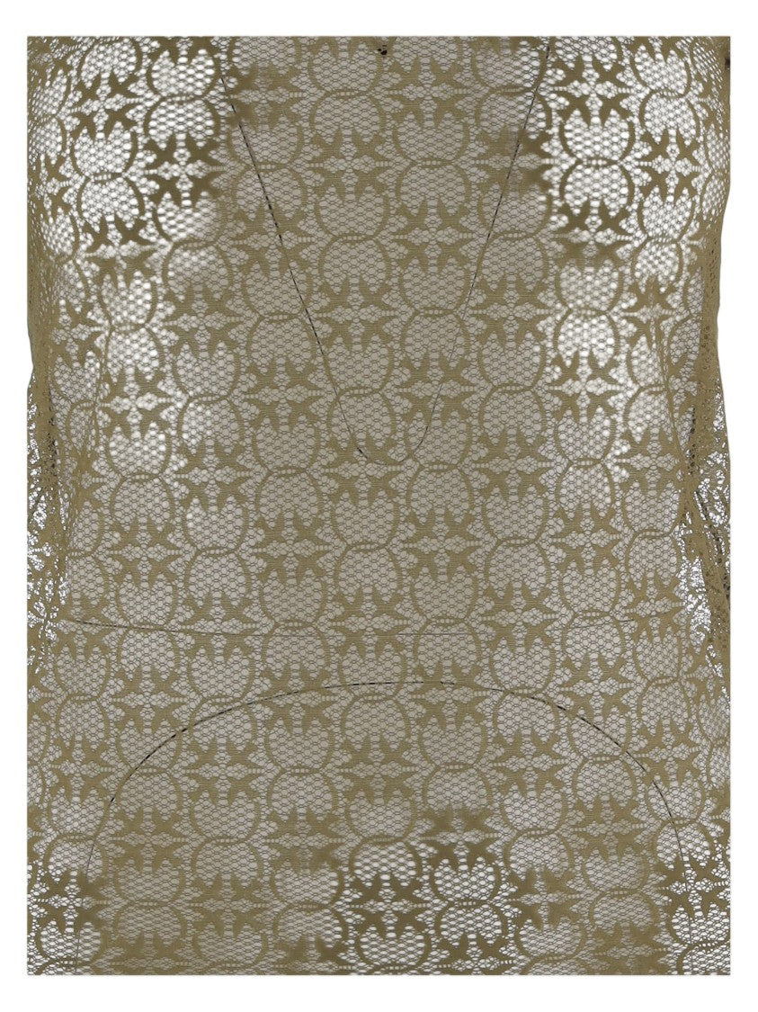 Pinko Semi-Sheer Lace Sweater With Floral Pattern And Trimmed Edges