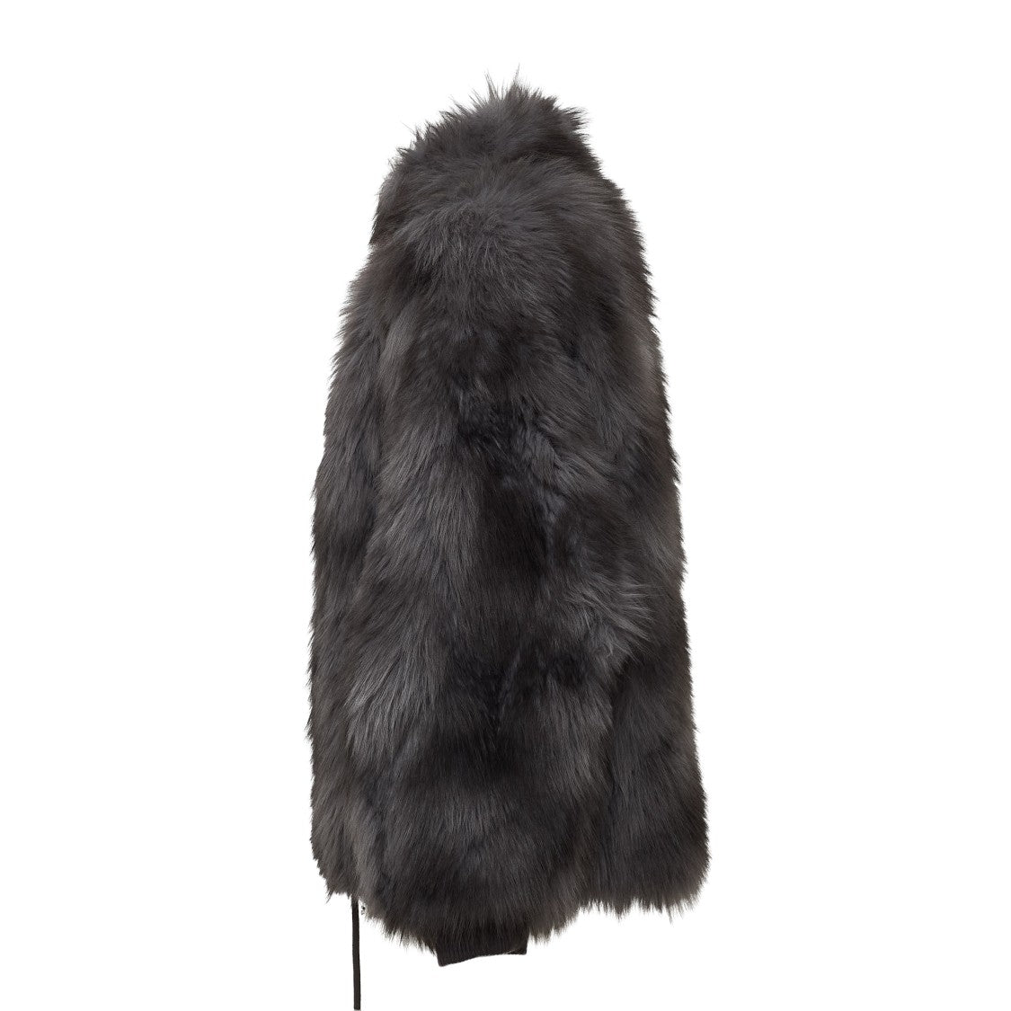 Sword Short Zip Drawstring Fake Fur Jacket
