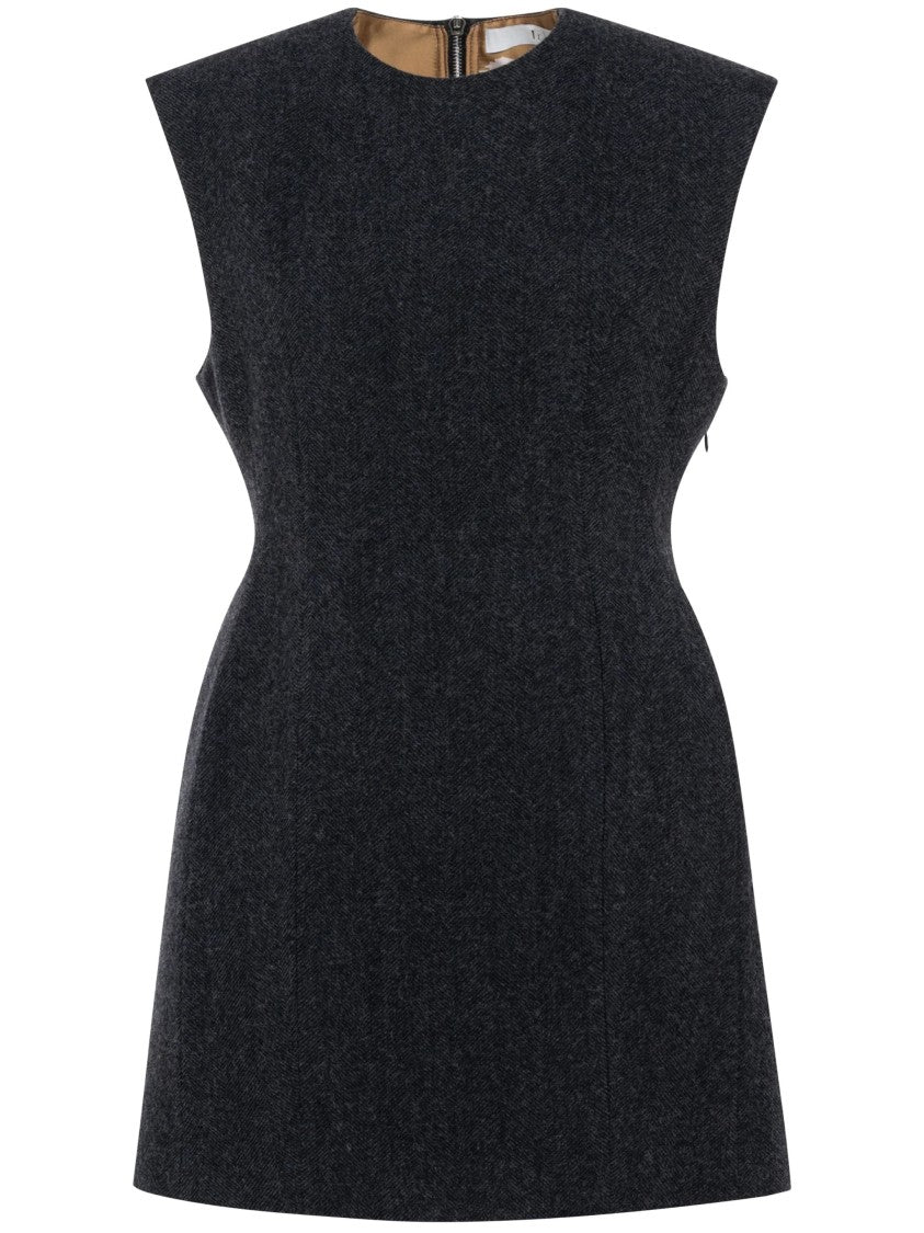 Tela Nolan Structured Black Wool Mini Dress