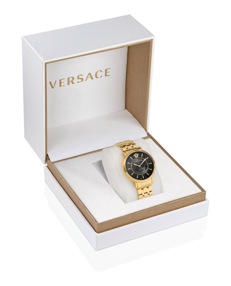 Versace V-Eternal Bracelet Watch With Black Guilloche Dial