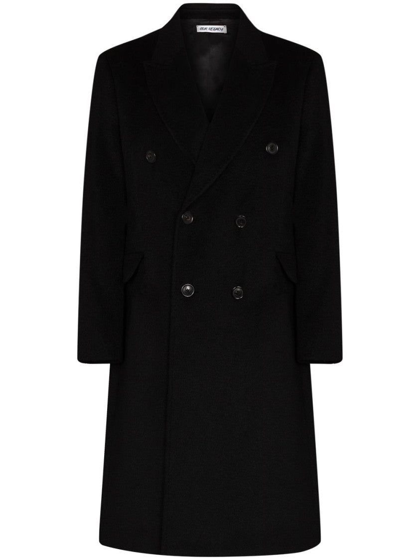 Our Legacy Black Double-Breasted Structured Wide Lapels Coat