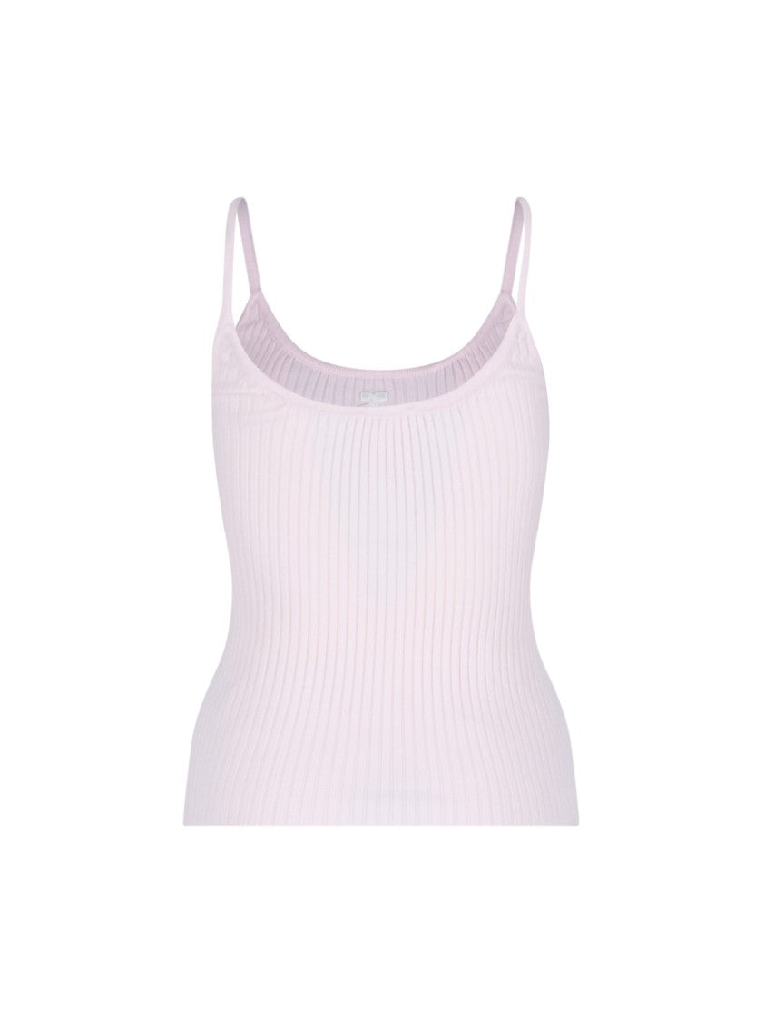 Courrèges Top, Pink, Thin Shoulder Straps, Round Neckline