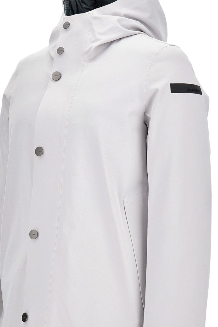 Rrd Waterproof White Parka With Duck Down Padding And Minimalist Design
