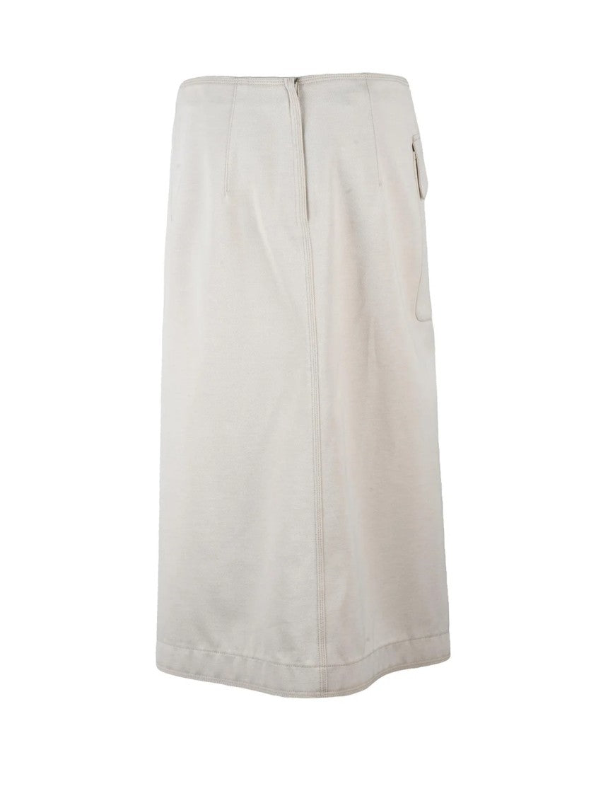 Philosophy Di Lorenzo Serafini Beige Cotton Wool Polyamide Long Canvas Skirt