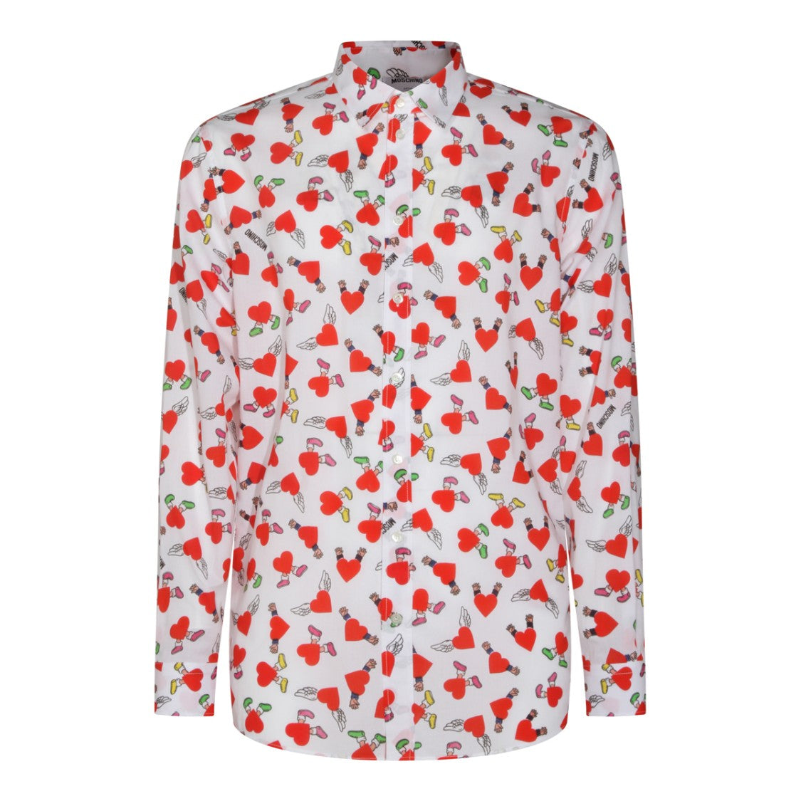 Moschino Long-Sleeve White Casual Shirt With Heart Motif