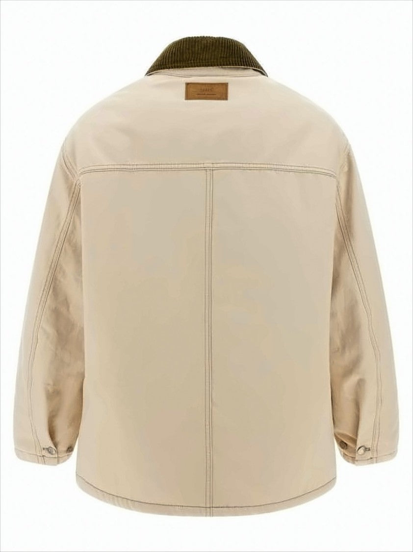 Ami Paris Boxy Beige Canvas Jacket