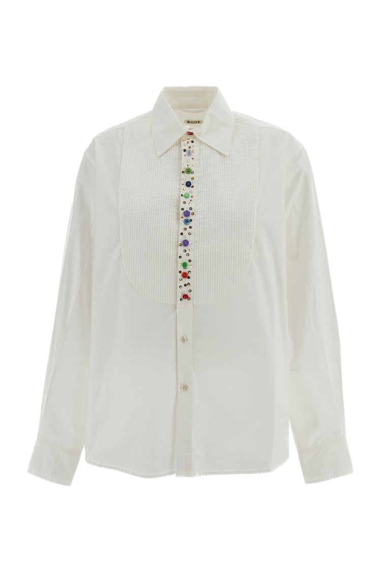 Bode New York White Button Jar Tuxedo Cotton Shirt