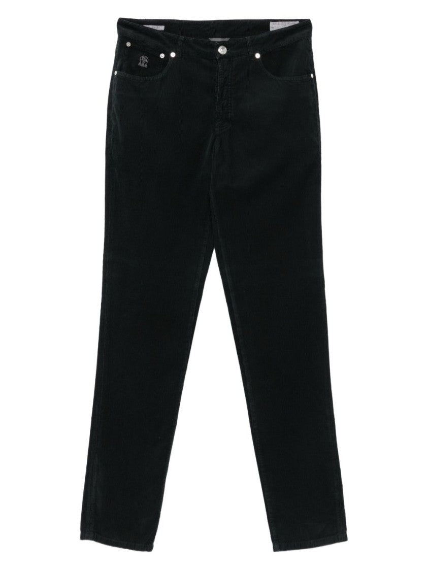 Brunello Cucinelli Straight-Leg Black Trousers With Subtle Stitching