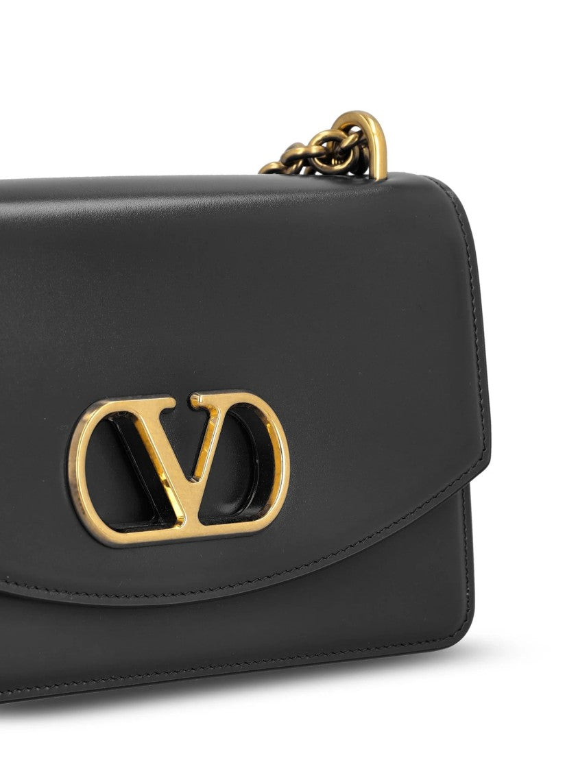 Valentino Vain Small Structured Metallic Logo Bag