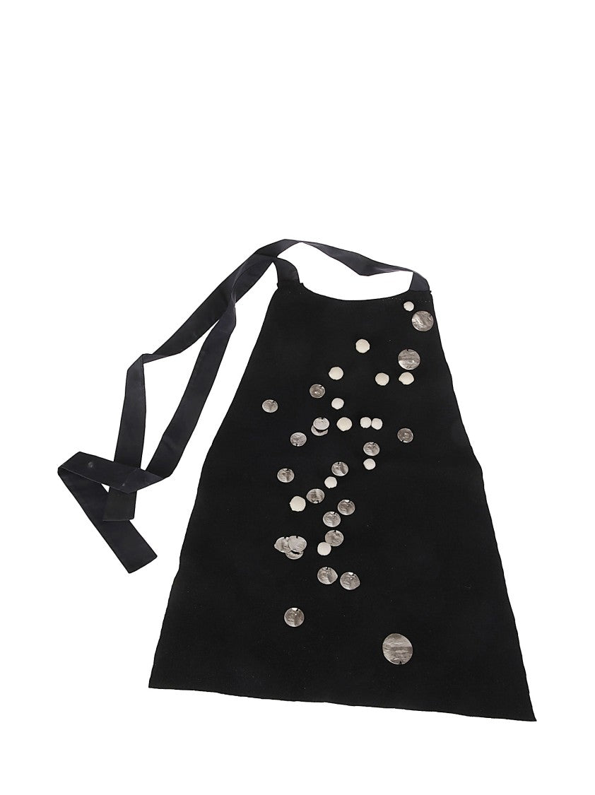 Maria Calderara Black Wool Bib With Neck Strap