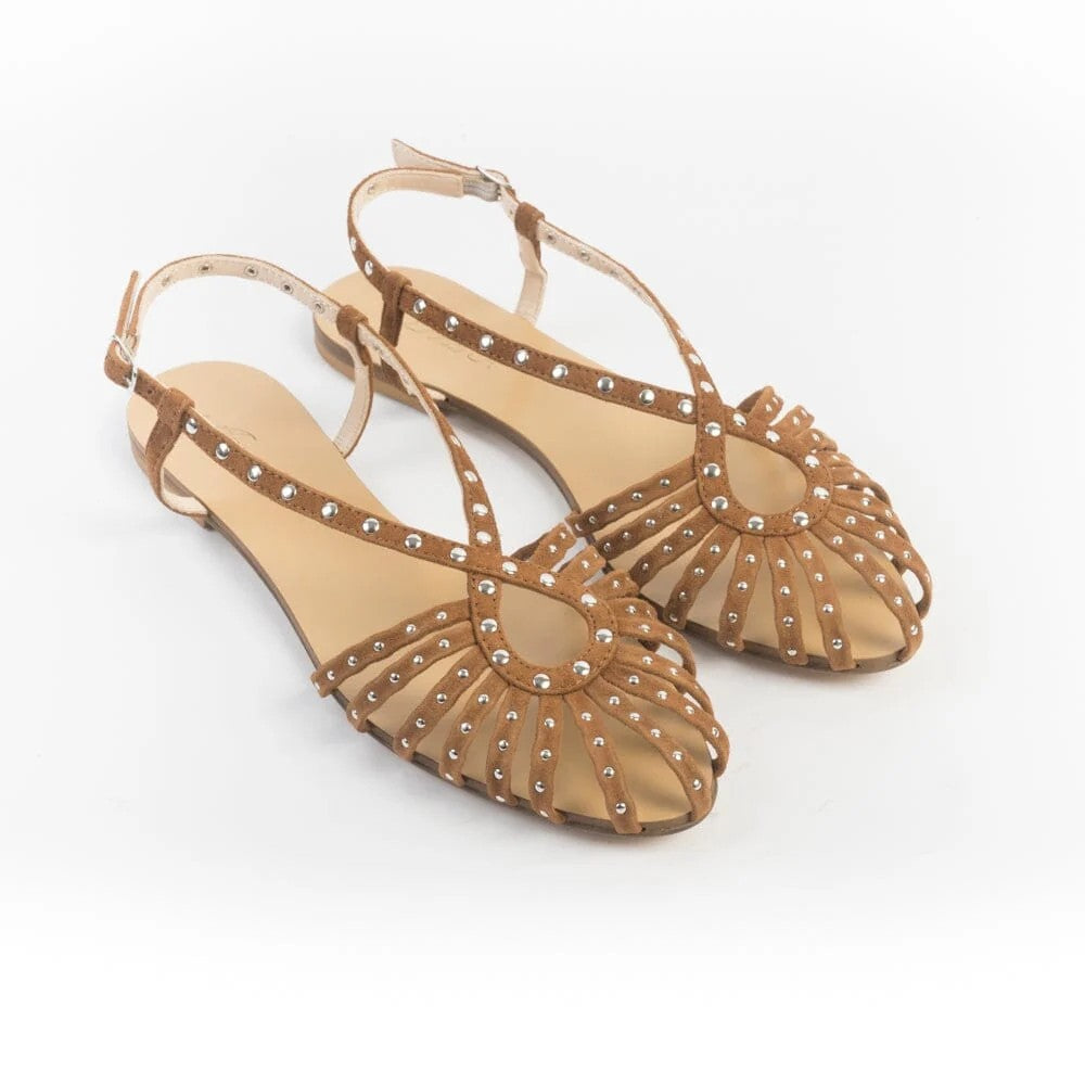 Anna F. Delicate Strappy Sandal With Metallic Accents