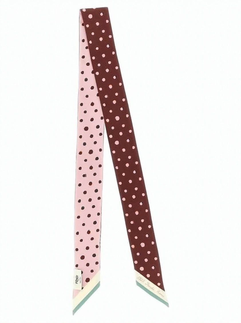 Fendi Playful Polka Dot Slim Silk Scarf
