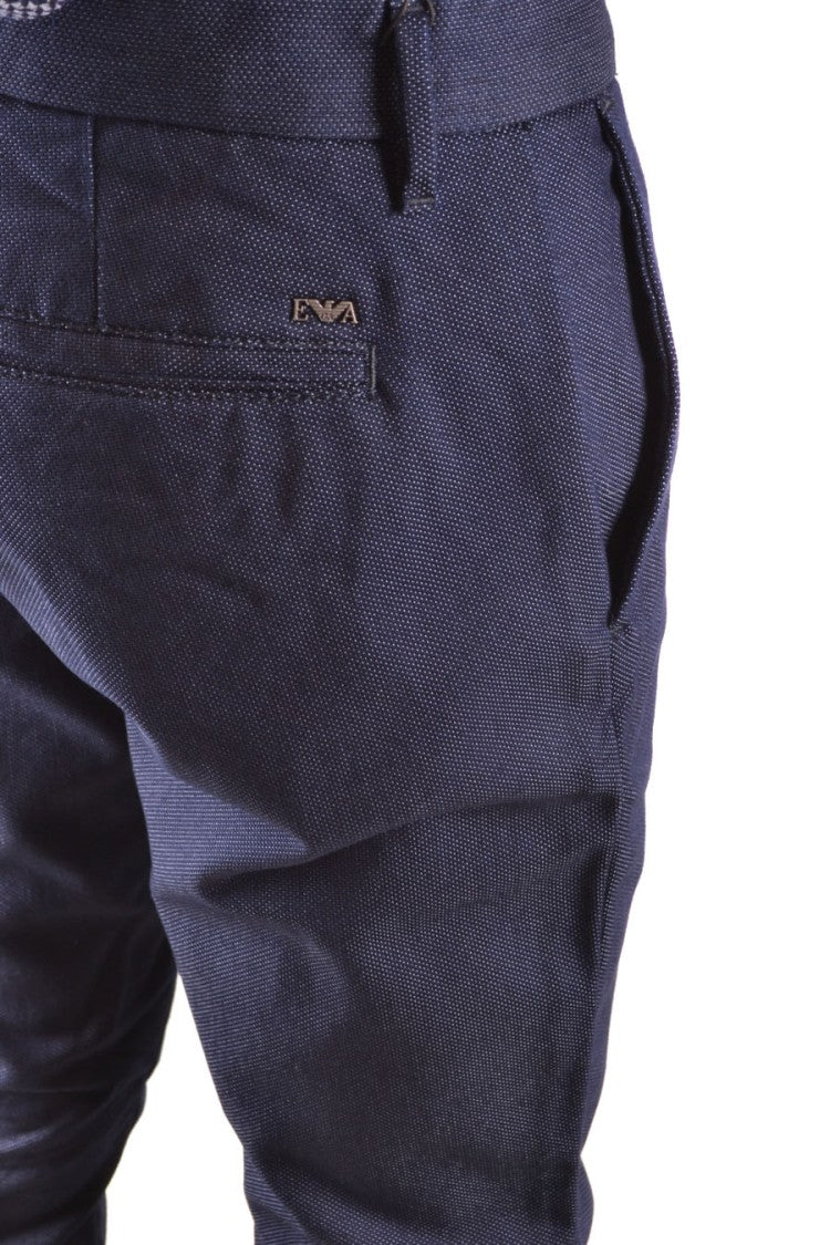 Emporio Armani Slim Fit Textured Trousers With Classic Waistband