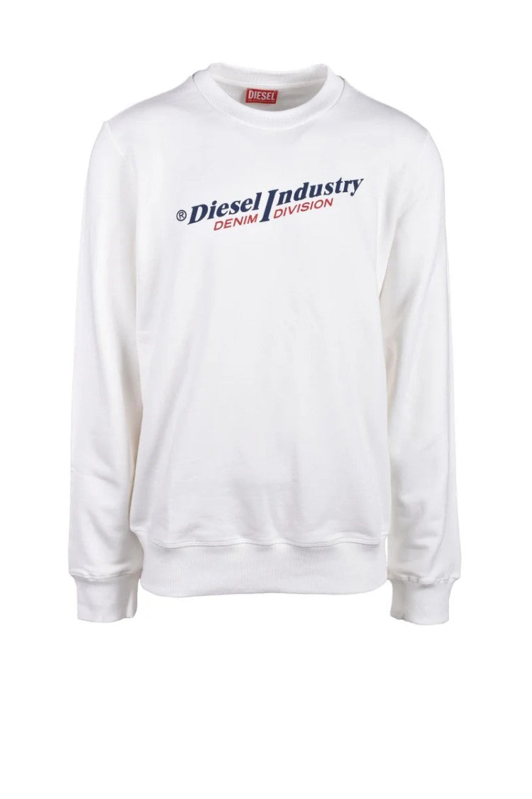 Diesel White Graphic Cotton Sweatshirt